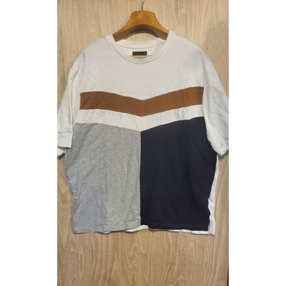 Sean John Mens Colorblock‎ Chevron Crewneck T-Shirt 3XL Streetwear Y2K Retrotee.